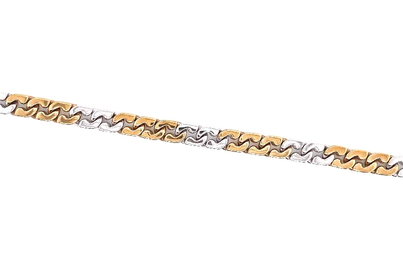 Solid Gold Bangles with Intricate Engravings9ct Yellow & White Gold Two Tone Bracelet