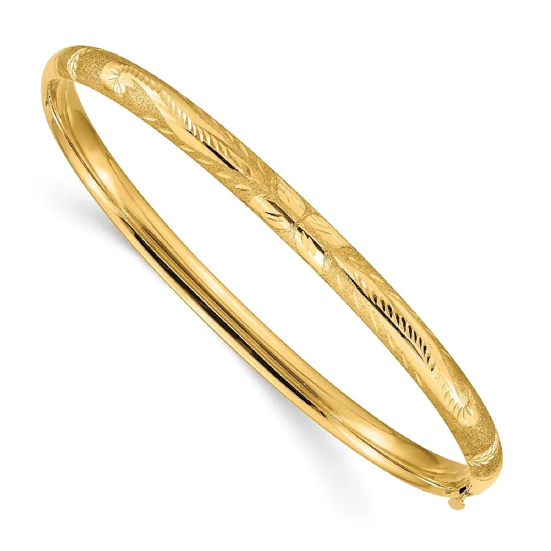 Enamel - Coated Bangles in Vibrant Colors14KT Yellow Gold 7-inch 5MM Hinged Safety Clasp Bangle Bracelet