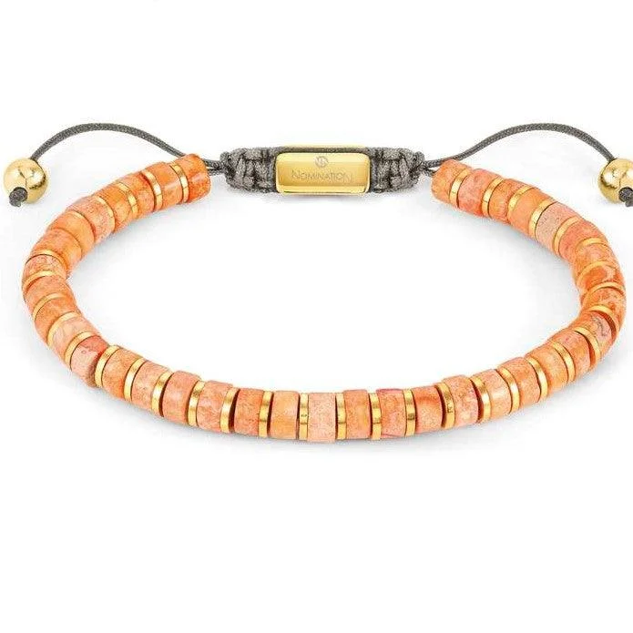 Solid Gold Bangles with Intricate EngravingsNomination Instinct Style Orange Jasper Bracelet