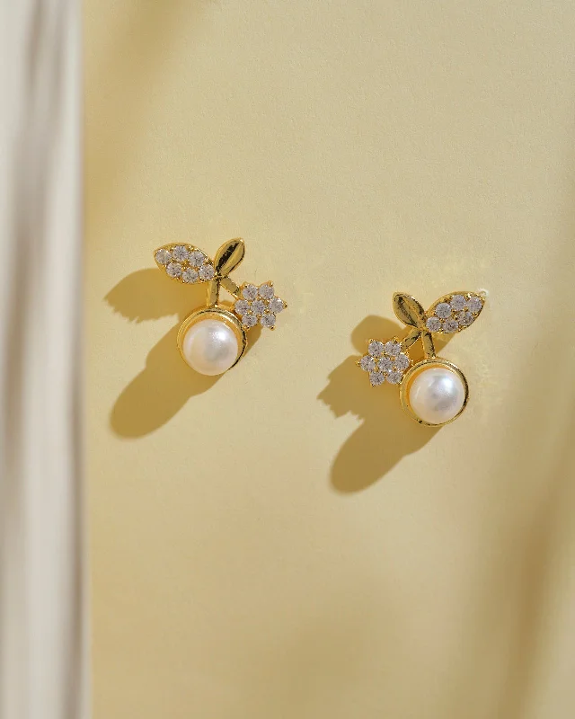 Solid Gold Bangles with Intricate EngravingsPretty White Pearl Stud Earrings