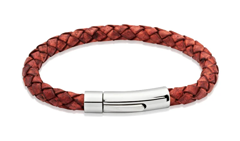 Adjustable Leather Bangles for a Bohemian StyleUnique & Co Dark Antique Red Leather Bracelet