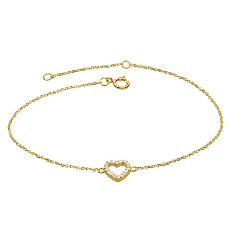 Solid Gold Bangles with Intricate EngravingsGold Cubic Zirconia Open Heart Bracelet