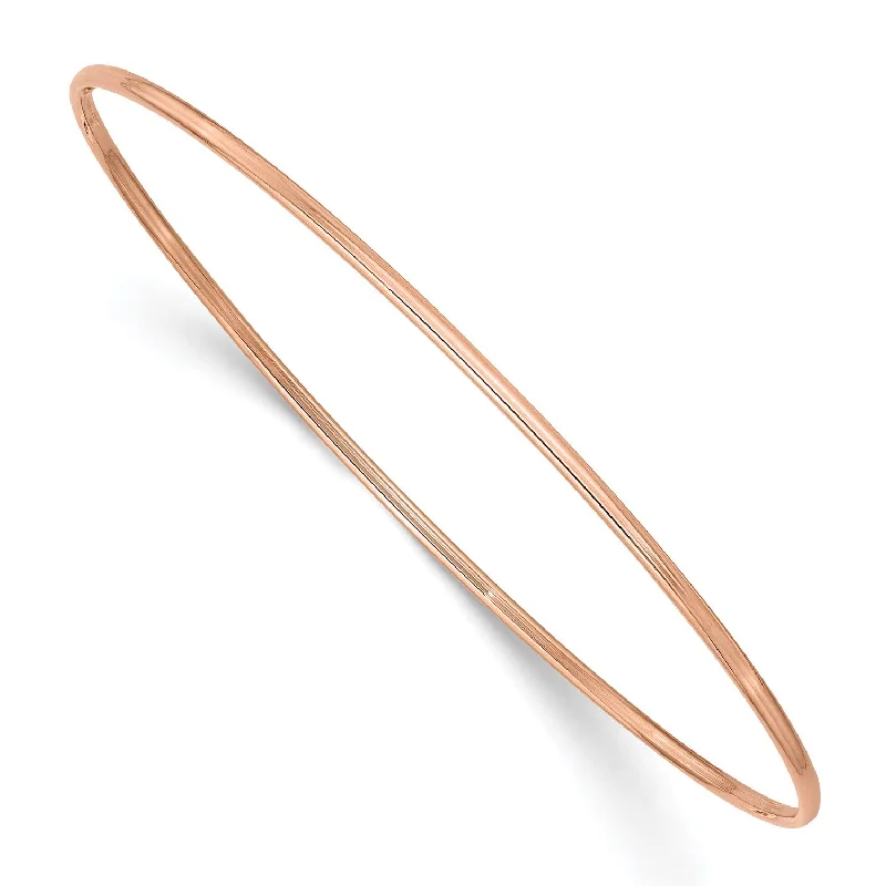 Solid Gold Bangles with Intricate Engravings14KT Rose Gold 8-inch 1.5MM Bangle Slip-On Bracelet