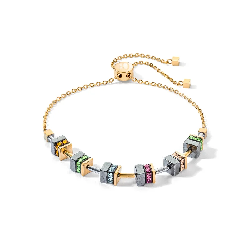 Bangle Bracelets with Birthstone AccentsCoeur De Lion Sparkling Classic Gold Multicolour Chain Bracelet