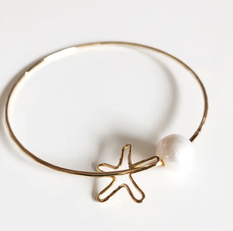 Enamel - Coated Bangles in Vibrant ColorsStarfish charm bangle - Fresh water pearl (B347)