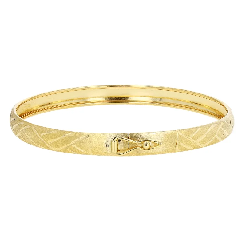 Stackable Bangle Sets for a Trendy Look10KT Yellow Gold 7-inch 6MM Diamond-cut Bangle Bracelet