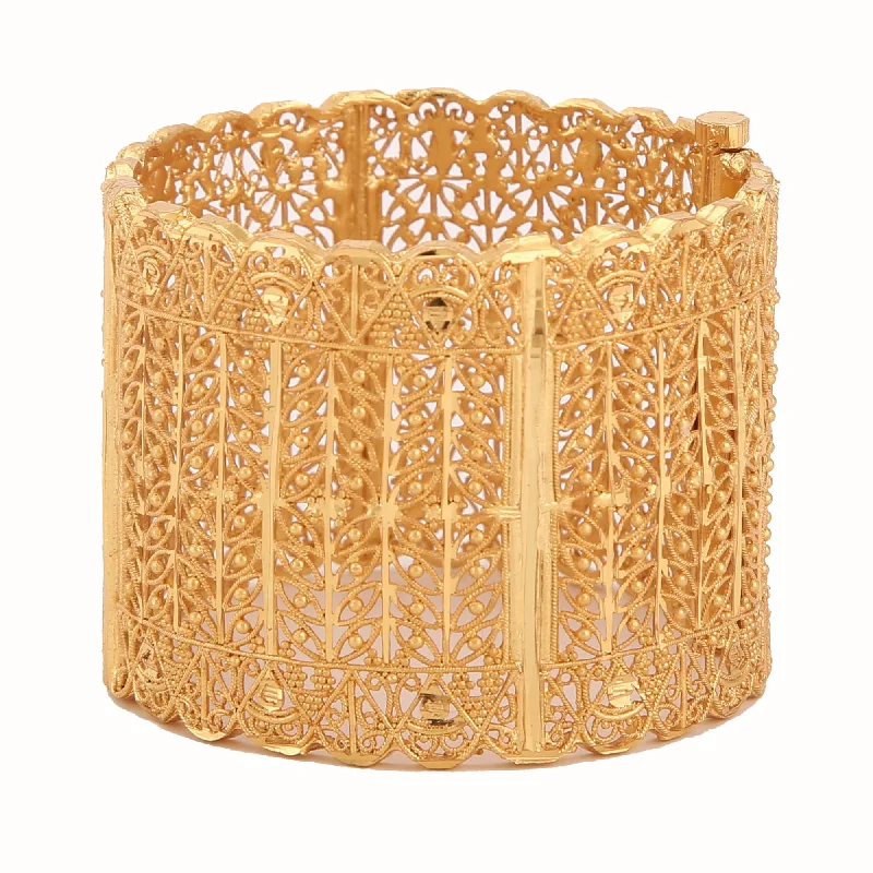 Adjustable Leather Bangles for a Bohemian StyleNet Glass Chur - Goldplated Bridal Collection