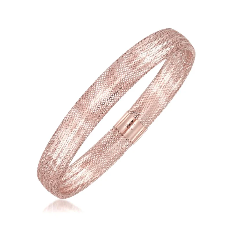 Bangle Bracelets with Birthstone Accents14KT Rose Gold 7.25-inch Bangle Mesh Bracelet