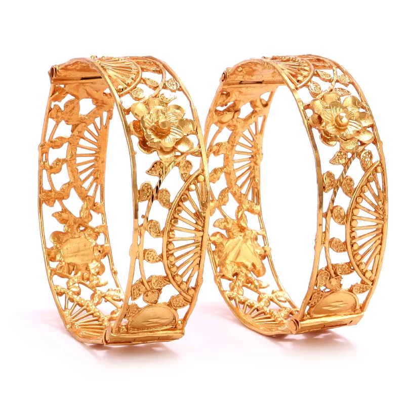 Stackable Bangle Sets for a Trendy LookDecorative Bloom Charm Chur- Two Pieces