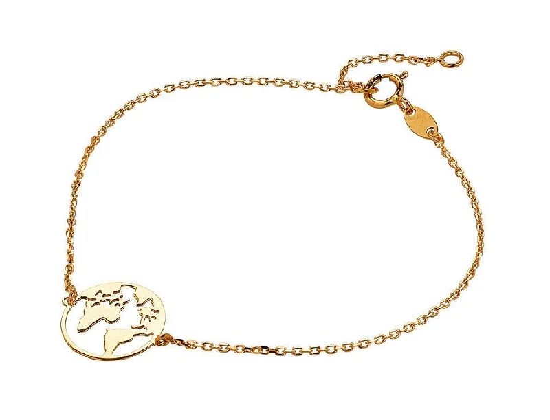 Adjustable Leather Bangles for a Bohemian Style9ct Yellow Gold Map Of The World Bracelet