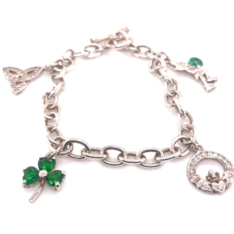 Bangle Bracelets with Birthstone AccentsCeltic Silver charm bracelet