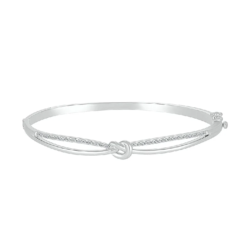 Stackable Bangle Sets for a Trendy Look1/5 CTW Diamond Fashion Bangle Bracelet in Rhodium Plated Sterling Silver