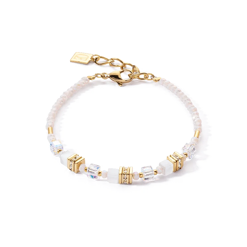 Enamel - Coated Bangles in Vibrant ColorsCoeur De Lion Mini Cubes Gold and White Bracelet