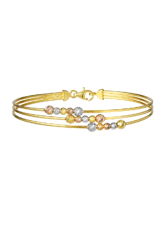 Solid Gold Bangles with Intricate EngravingsTOMEI Lusso Italia Tri-Tone Beads Bangle, Yellow Gold 916