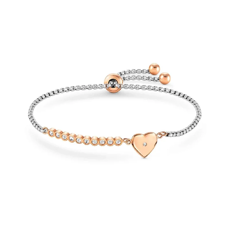 Enamel - Coated Bangles in Vibrant ColorsNomination Milleluci Silver and Rose Gold Heart Bracelet