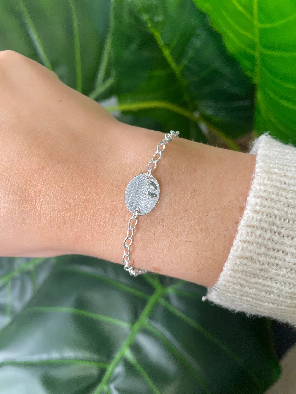 Bangle Bracelets with Birthstone AccentsSterling Silver Baby Feet Bracelet