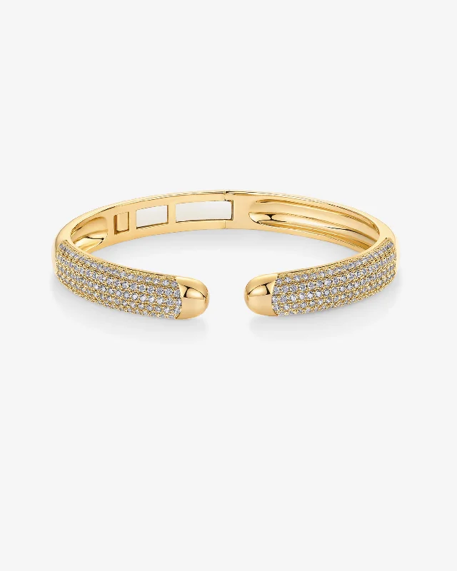 Solid Gold Bangles with Intricate EngravingsCubic Zirconia Pave Bangle