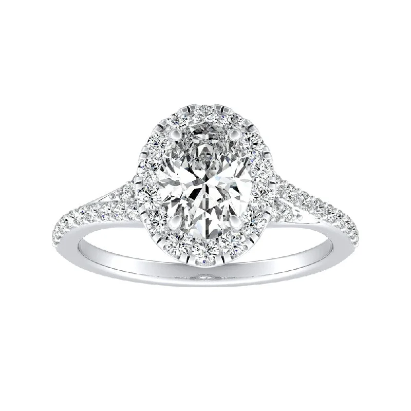 Affordable Engagement Rings with High - Quality Simulated DiamondsAuriya Platinum 1ctw Oval-cut Halo Diamond Engagement Ring (I-J, I1-I2)