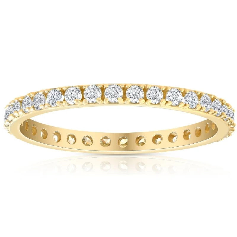 Engagement Rings with Hidden Halo Settings for Extra Sparkle1/2 Ct Diamond Eternity Ring 10k Yellow Gold Womens Stackable Anniversary Band