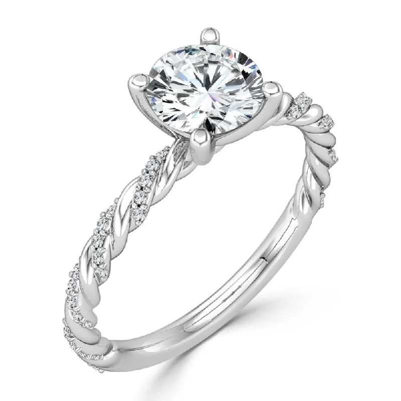 Engagement Rings with Hidden Halo Settings for Extra Sparkle10K Gold Twisted Rope 1ct TDW Round Solitaire Diamond Engagement Ring by Auriya