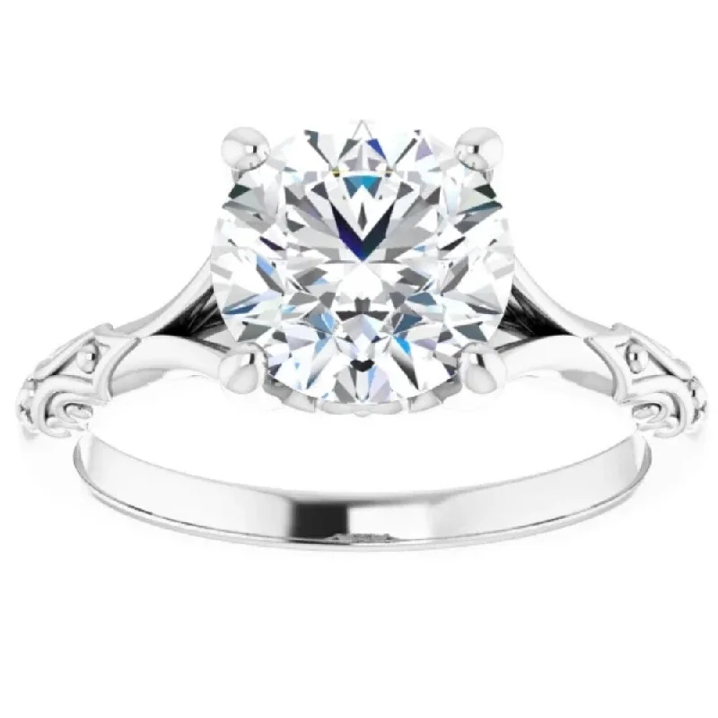 Engagement Rings with Hidden Halo Settings for Extra Sparkle3Ct Moissanite Vintage Engagement Solitaire Ring 14k White Yellow or Rose Gold