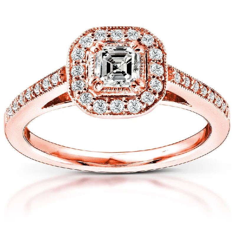 Minimalist Engagement Rings for a Simple and Elegant LookAnnello by Kobelli 14k Rose Gold 1/2ct TDW Asscher Diamond Engagement Ring