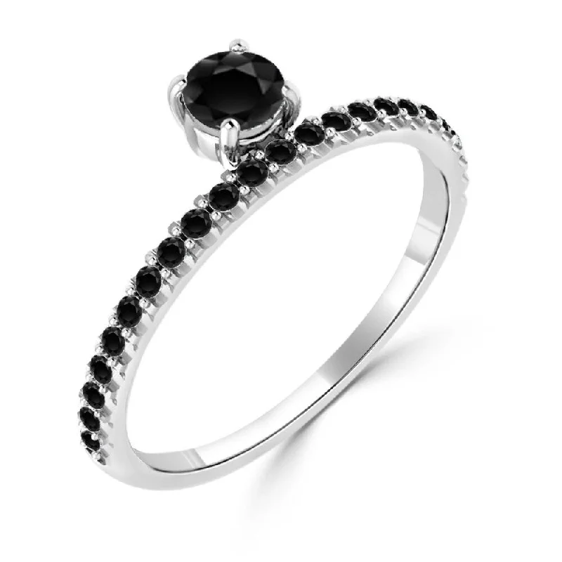 Affordable Engagement Rings with High - Quality Simulated DiamondsAuriya 1/2ctw Stackable Modern Black Diamond Ring 10K Gold