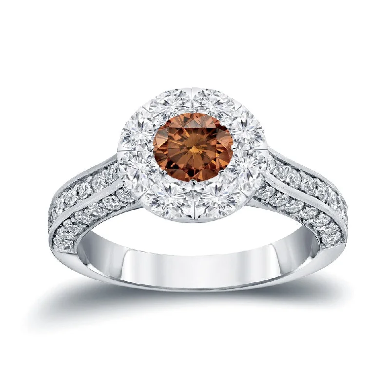 Affordable Engagement Rings with High - Quality Simulated DiamondsAuriya 1 3/4ctw Brown Diamond Halo Engagement Ring 14k Gold