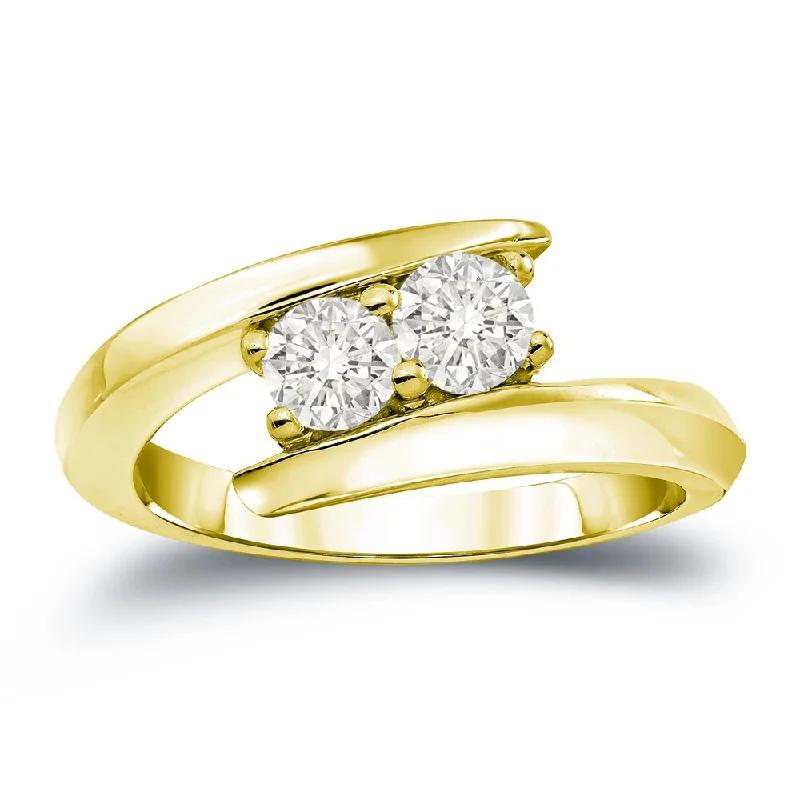 Minimalist Engagement Rings for a Simple and Elegant LookAuriya 1 carat TW Round 2-Stone Diamond Engagement Ring 14k Gold