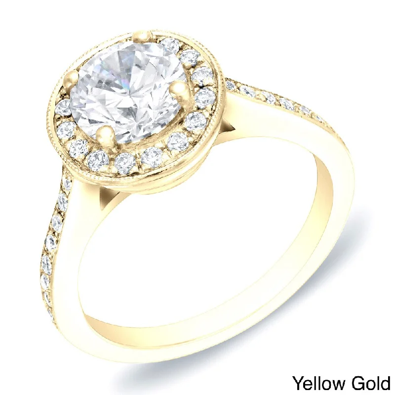 Affordable Engagement Rings with High - Quality Simulated DiamondsAuriya 14k Gold 1 3/4ctw Round Halo Diamond Engagement Ring Certified