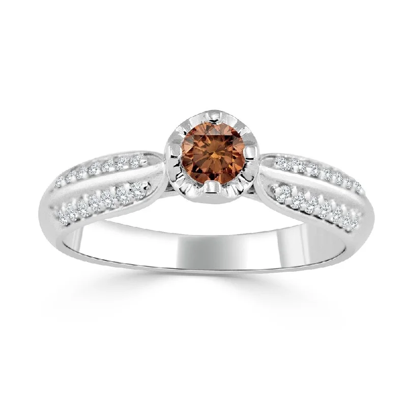 Engagement Rings with Hidden Halo Settings for Extra SparkleAuriya 14k Gold 1/3ct TDW Round Brown Diamond Engagement Ring