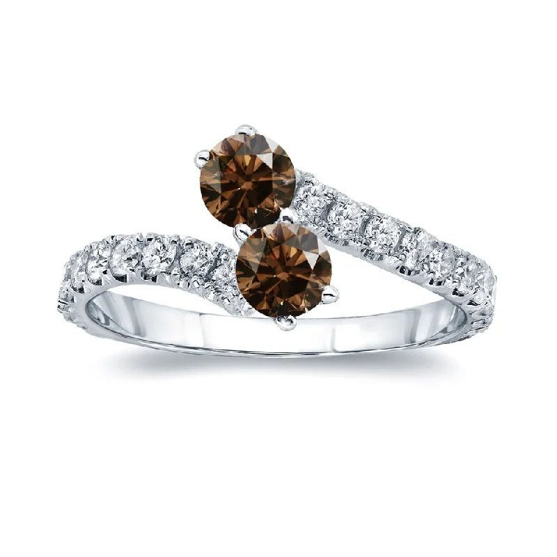 Minimalist Engagement Rings for a Simple and Elegant LookAuriya 14k Gold 1ctw Two-stone Brown Diamond Engagement Ring (I1-I2)