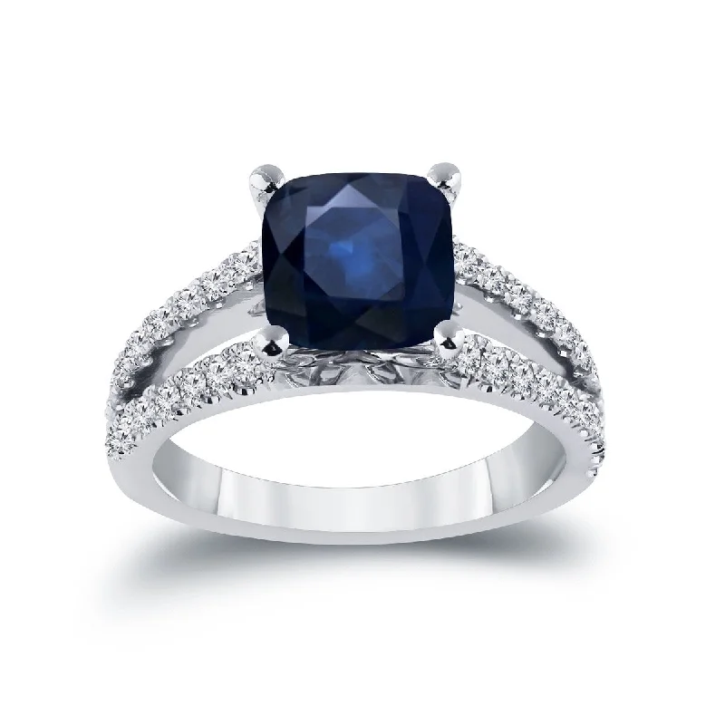 Minimalist Engagement Rings for a Simple and Elegant LookAuriya 14k Gold 2ct Cushion-cut Sapphire and Diamond Engagement Ring 1/2ctw (H-I, SI1-SI2)