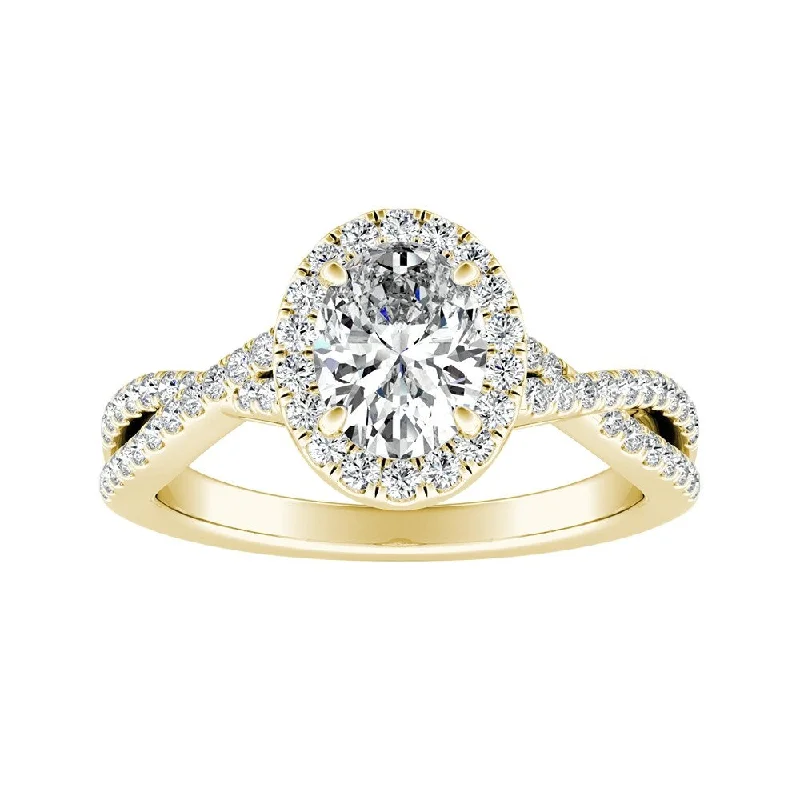 Minimalist Engagement Rings for a Simple and Elegant LookAuriya 14k Gold Twisted Oval-cut 5/8ctw Halo Diamond Engagement Ring