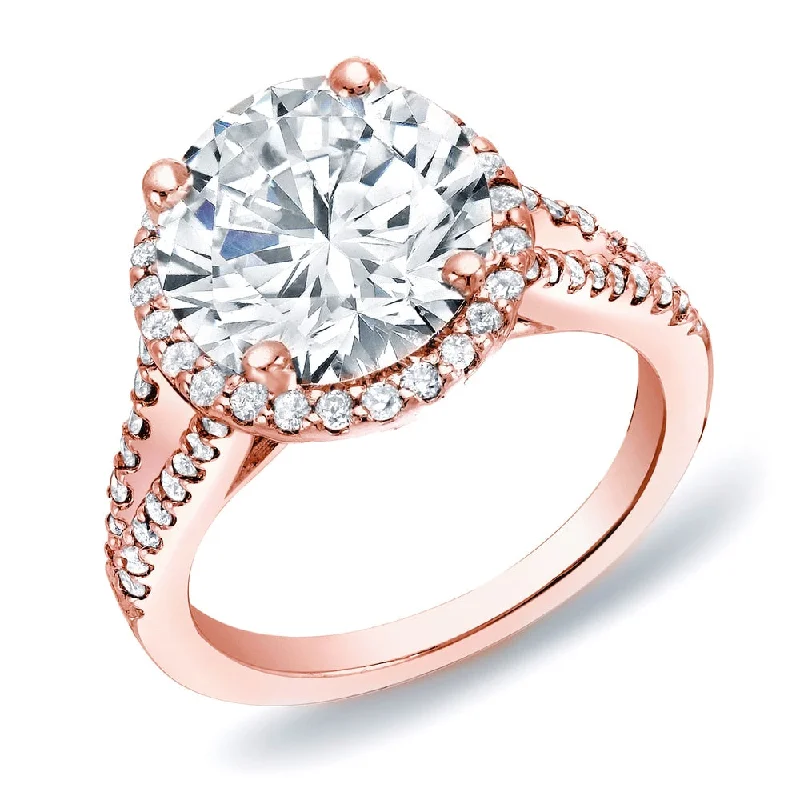 Affordable Engagement Rings with High - Quality Simulated DiamondsAuriya 14k Rose Gold Halo Diamond Engagement Ring 1 3/4ctw Certified