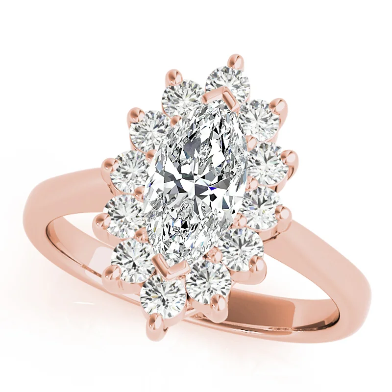 Engagement Rings with Hidden Halo Settings for Extra SparkleAuriya 14k Rose Gold Lab Grown Marquise Diamond Halo Engagement Ring 0.50 to 5.00 ct. tw. (F-G VS)