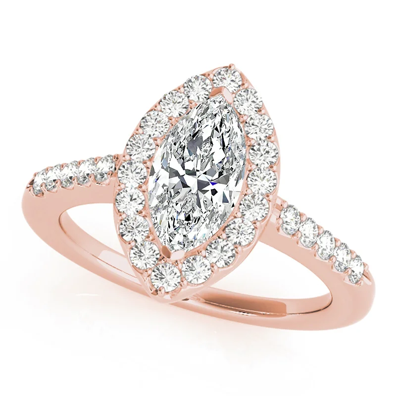 Affordable Engagement Rings with High - Quality Simulated DiamondsAuriya 14k Rose Gold Lab Grown Marquise Diamond Halo Engagement Ring 0.50 to 5.00 ct. tw. (F-G VS)