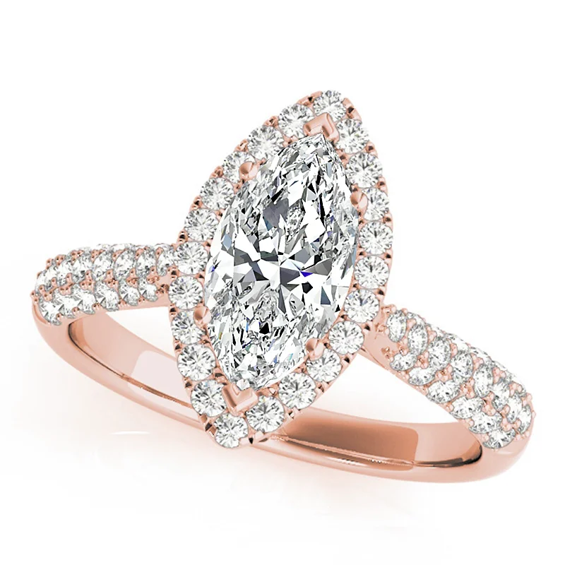 Affordable Engagement Rings with High - Quality Simulated DiamondsAuriya 14k Rose Gold Lab Grown Marquise Diamond Halo Engagement Ring 0.50 to 5.00 ct. tw. (F-G VS)