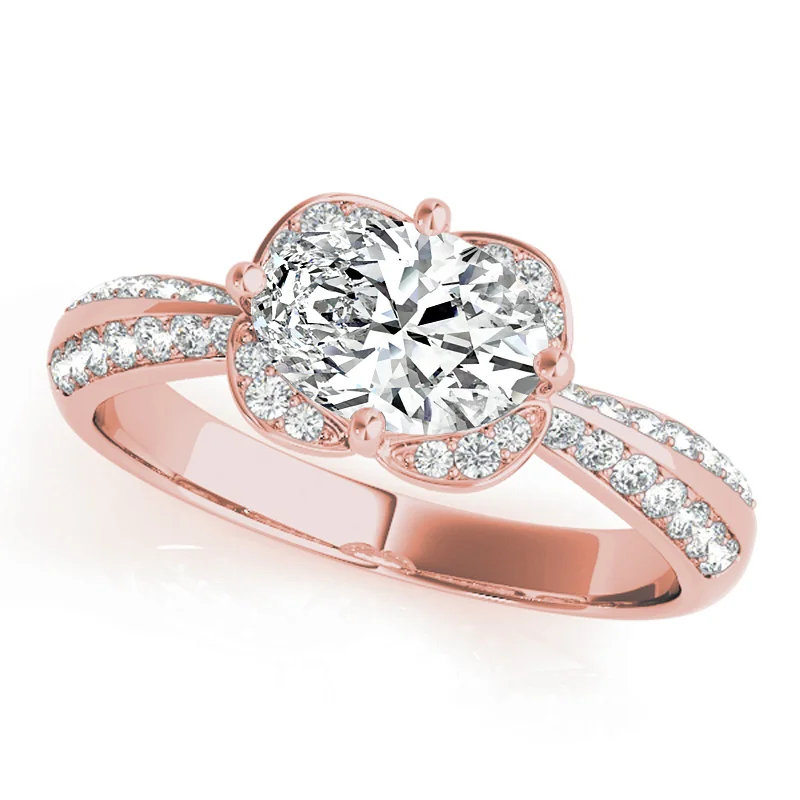 Affordable Engagement Rings with High - Quality Simulated DiamondsAuriya 14k Rose Gold Lab Grown Oval Diamond Halo Engagement Ring 0.50 to 5.00 ct. tw. (F-G VS)