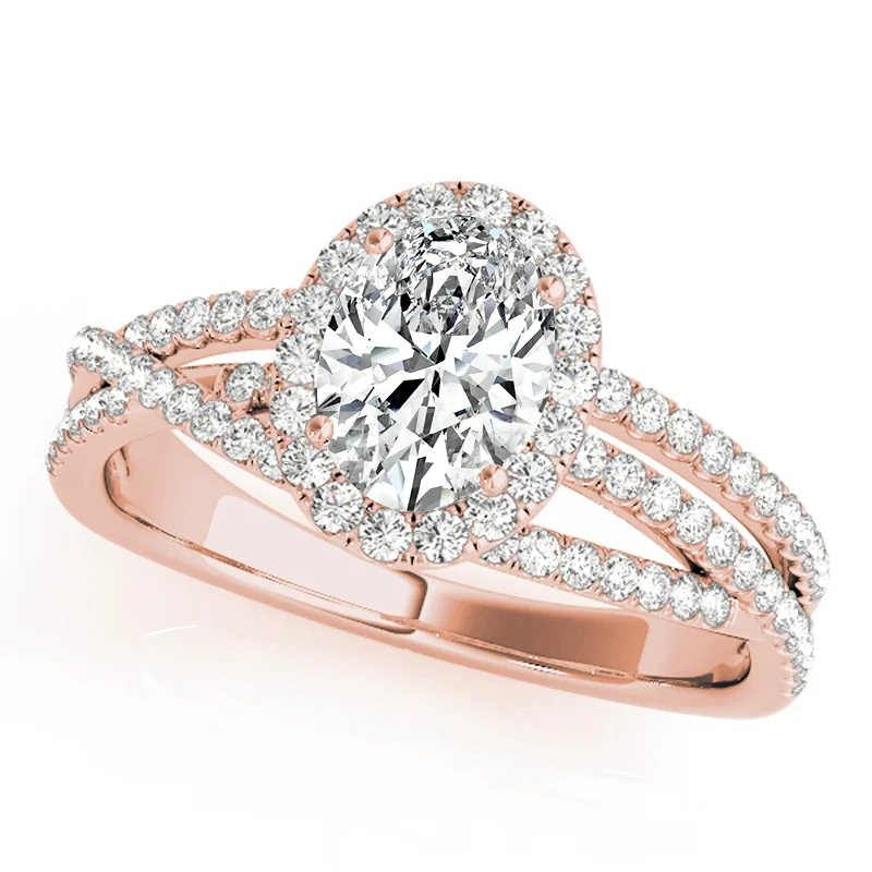 Engagement Rings with Hidden Halo Settings for Extra SparkleAuriya 14k Rose Gold Lab Grown Oval Diamond Halo Engagement Ring 0.50 to 5.00 ct. tw. (F-G VS)