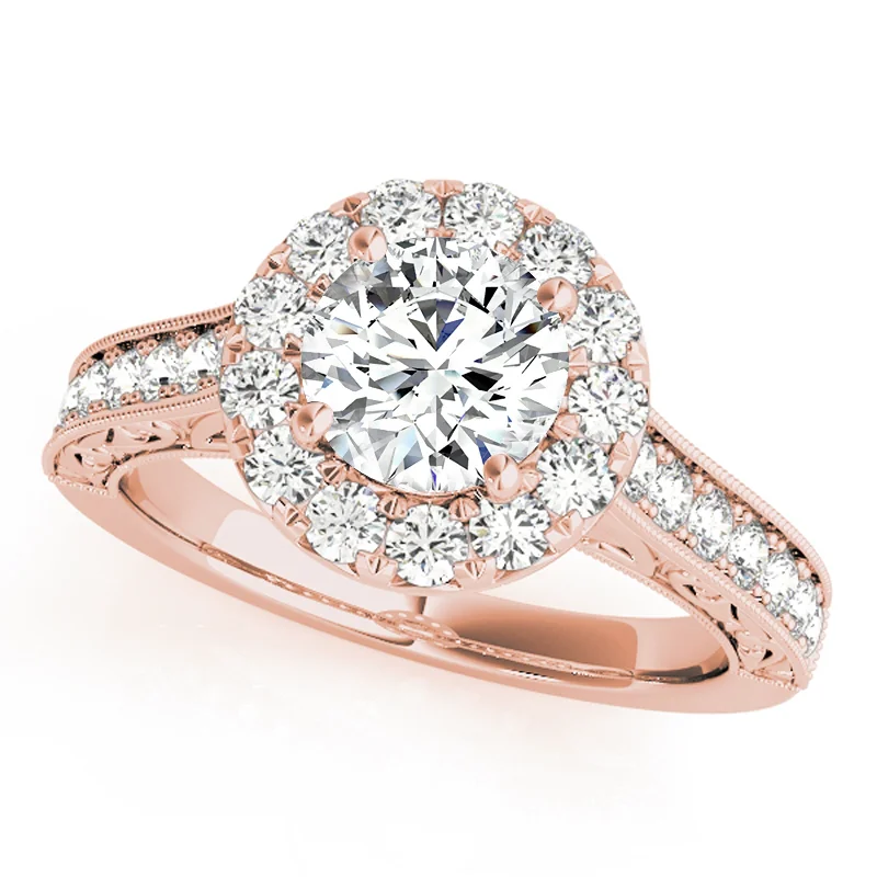 Affordable Engagement Rings with High - Quality Simulated DiamondsAuriya 14k Rose Gold Lab Grown Round Diamond Halo Engagement Ring 0.50 to 5.00 ct. tw. (F-G VS)