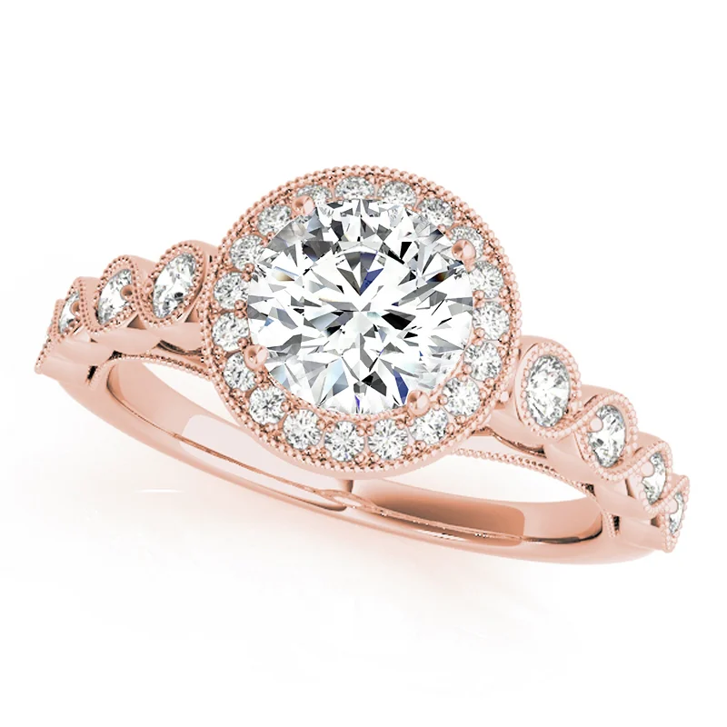 Engagement Rings with Hidden Halo Settings for Extra SparkleAuriya 14k Rose Gold Lab Grown Round Diamond Halo Engagement Ring 0.50 to 5.00 ct. tw. (F-G VS)