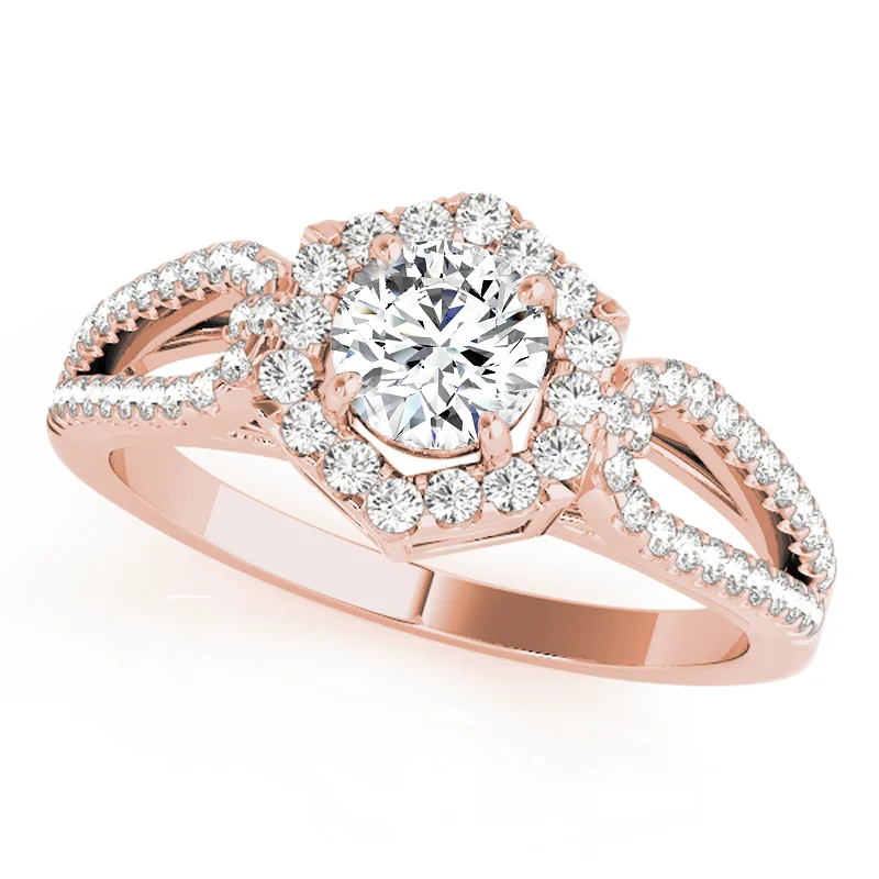 Engagement Rings with Hidden Halo Settings for Extra SparkleAuriya 14k Rose Gold Lab Grown Round Diamond Halo Engagement Ring 0.50 to 5.00 ct. tw. (F-G VS)