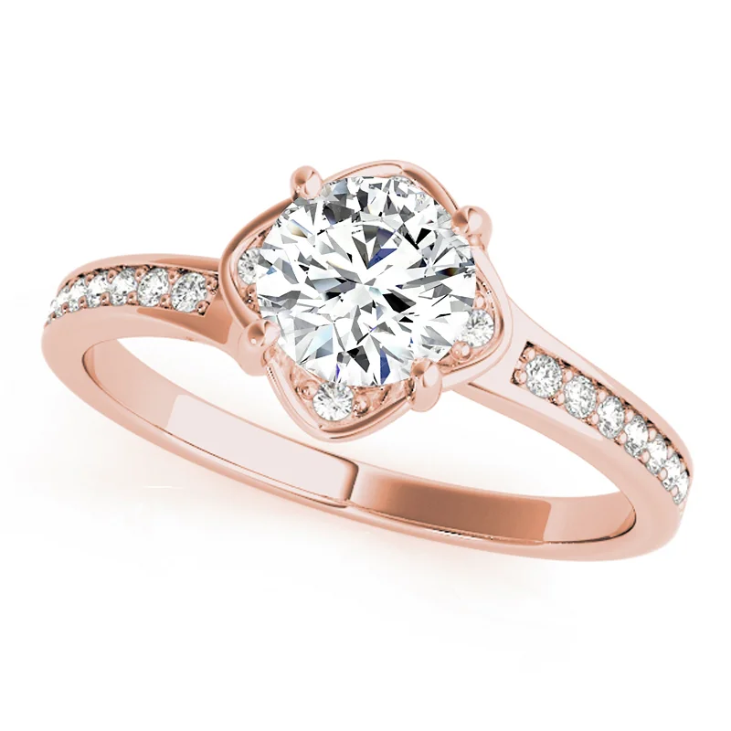 Affordable Engagement Rings with High - Quality Simulated DiamondsAuriya 14k Rose Gold Lab Grown Round Diamond Halo Engagement Ring 0.50 to 5.00 ct. tw. (F-G VS)