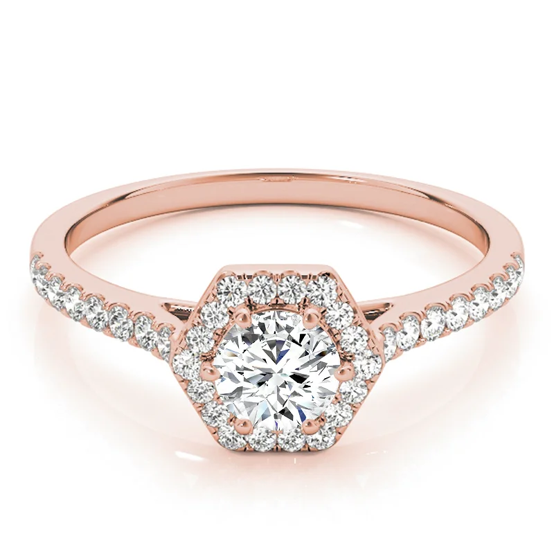 Affordable Engagement Rings with High - Quality Simulated DiamondsAuriya 14k Rose Gold Lab Grown Round Diamond Halo Engagement Ring 0.50 to 5.00 ct. tw. (F-G VS)