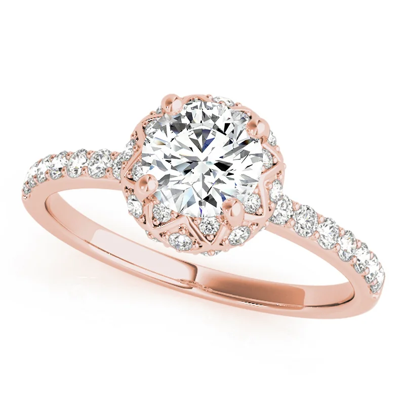 Art Deco Engagement Rings with Geometric PatternsRose Gold Engagement Rings for a Romantic TouchAuriya 14k Rose Gold Lab Grown Round Diamond Halo Engagement Ring 0.50 to 5.00 ct. tw. (F-G VS)