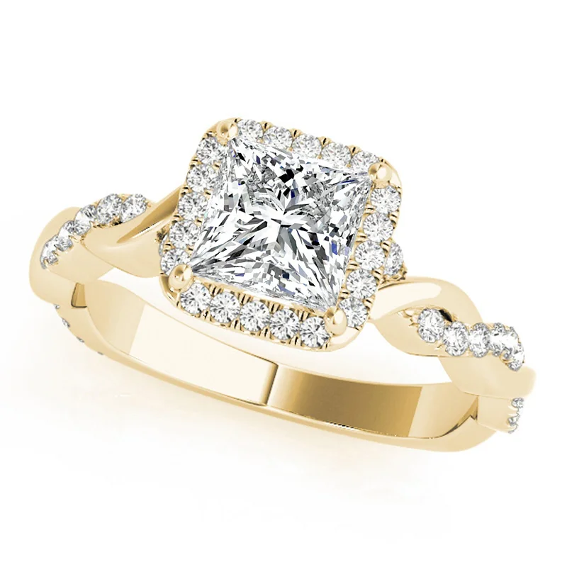 Minimalist Engagement Rings for a Simple and Elegant LookAuriya 14k Yellow Gold Lab Grown Princess Diamond Halo Engagement Ring 0.50 to 5.00 ct. tw. (F-G VS)