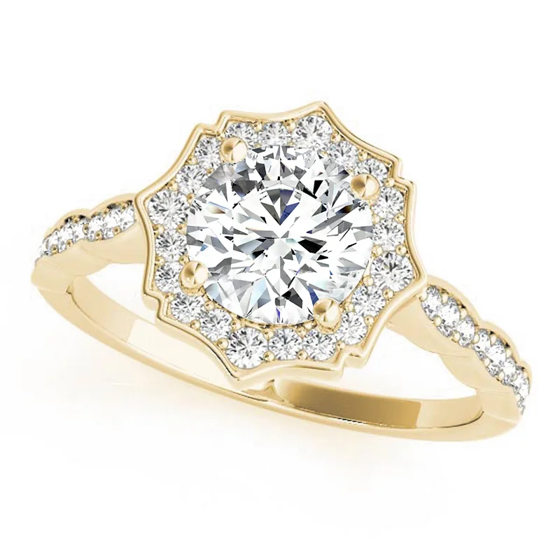 Minimalist Engagement Rings for a Simple and Elegant LookAuriya 14k Yellow Gold Lab Grown Round Diamond Halo Engagement Ring 0.50 to 5.00 ct. tw. (F-G VS)