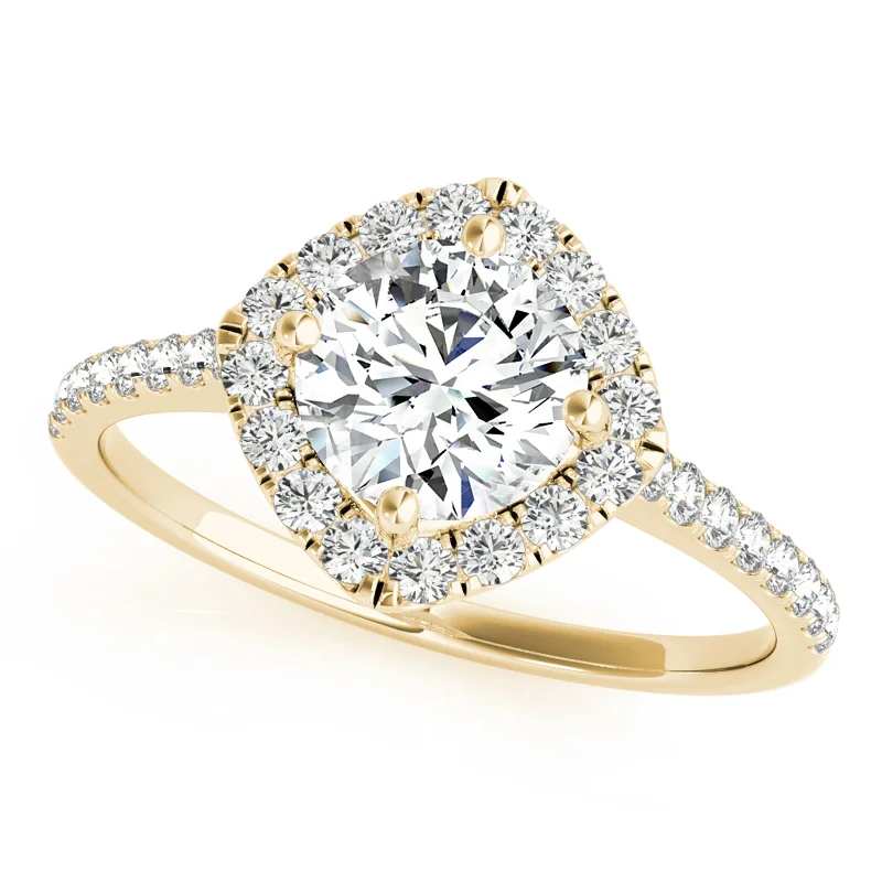 Affordable Engagement Rings with High - Quality Simulated DiamondsAuriya 14k Yellow Gold Lab Grown Round Diamond Halo Engagement Ring 0.50 to 5.00 ct. tw. (F-G VS)