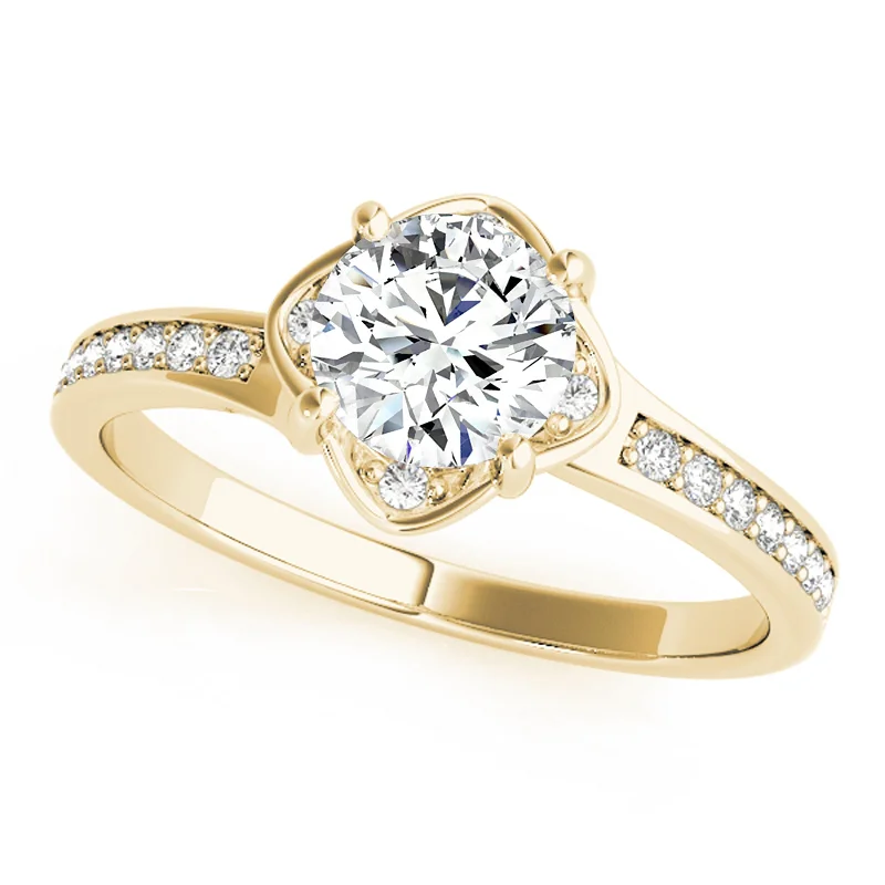 Engagement Rings with Hidden Halo Settings for Extra SparkleAuriya 14k Yellow Gold Lab Grown Round Diamond Halo Engagement Ring 0.50 to 5.00 ct. tw. (F-G VS)